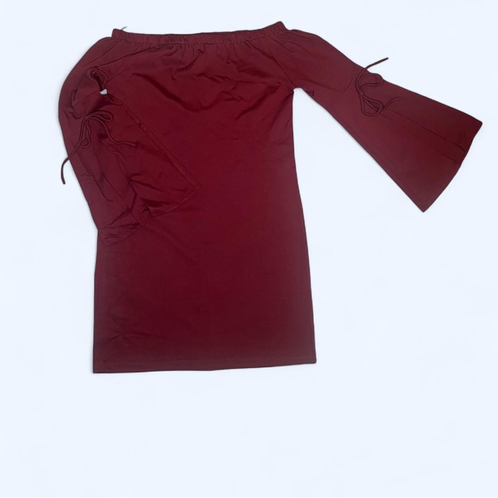 Bobeau Burgundy Off-Shoulder Mini Dress